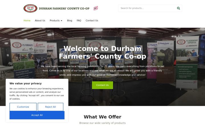 Screenshot of durhamfarmerscountycoop.com
