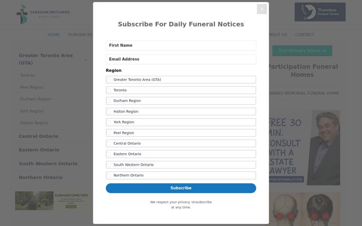 Screenshot of durhamfunerals.com