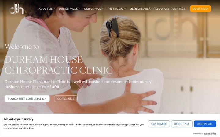 Screenshot ta' durhamhousechiropractic.co.uk