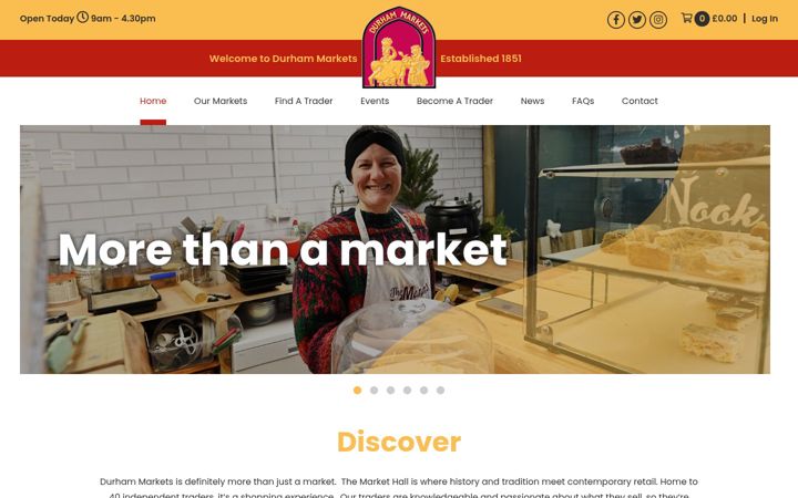 Screenshot ta' durhammarkets.co.uk
