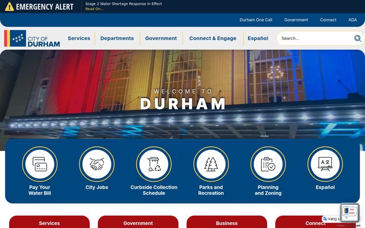 Screenshot of durhamnc.gov