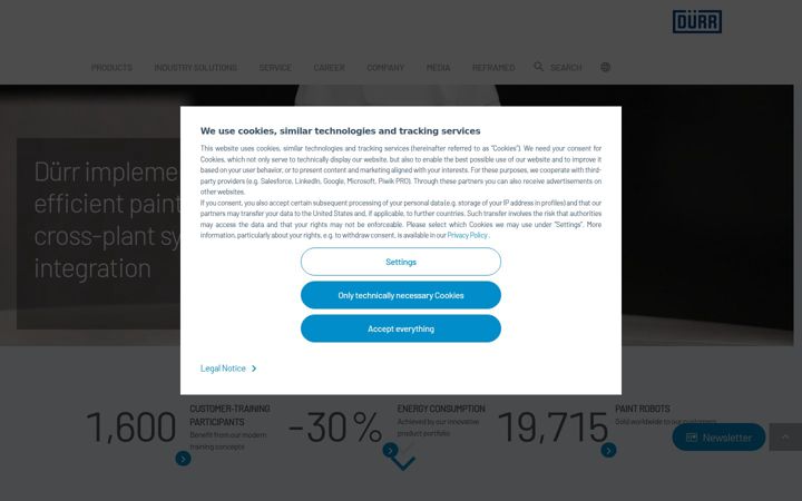 Screenshot of durr.com