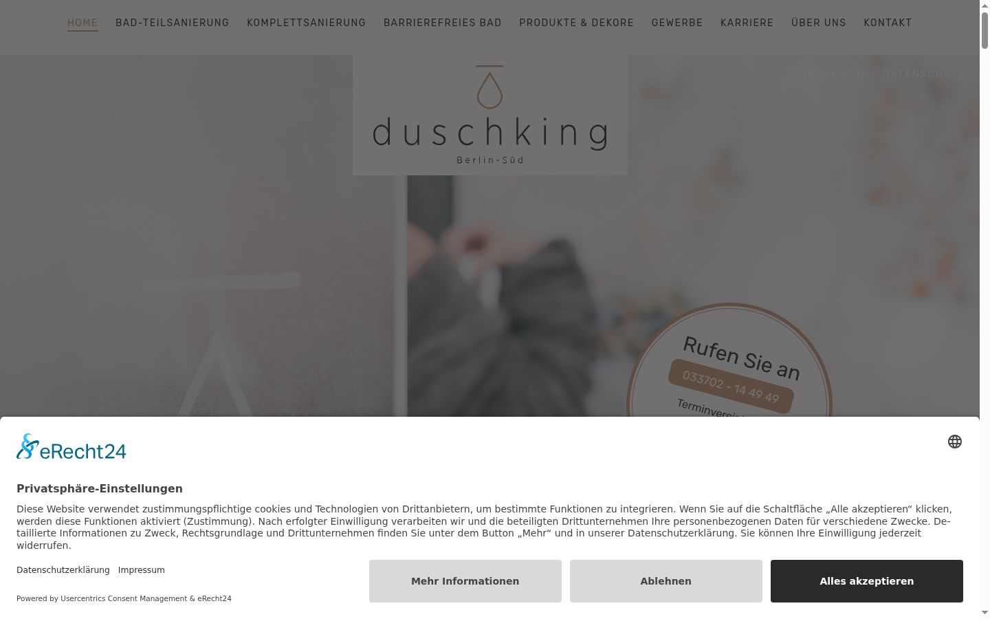 Screenshot of the consent banner shown before any interaction