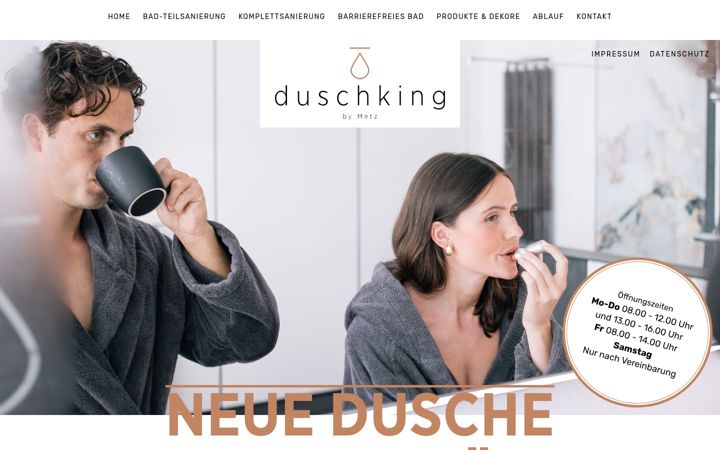 Skjámynd af duschking-metz.de