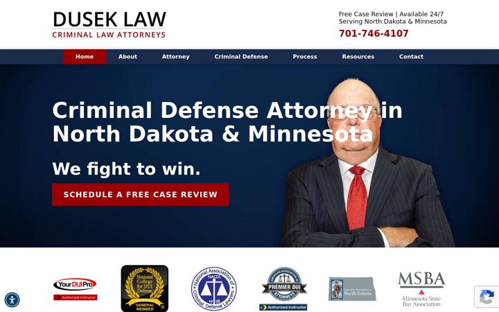 Screenshot of duseklaw.com