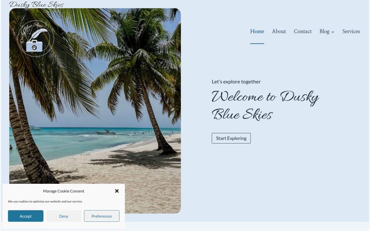 Screenshot of duskyblueskies.com