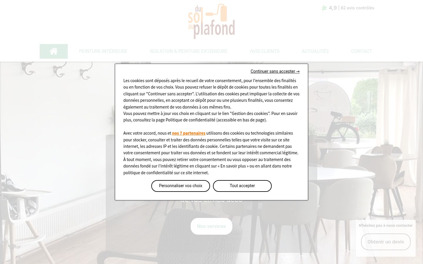 Screenshot del banner di consenso mostrato prima di qualsiasi interazione