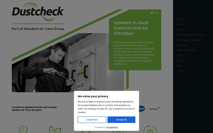 Screenshot of dustcheck.com