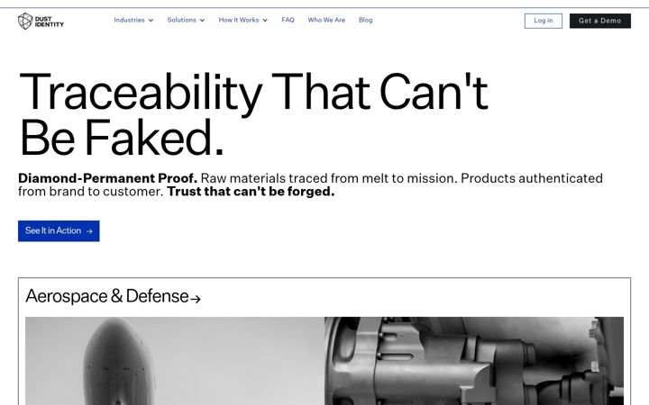 Screenshot of dustidentity.com