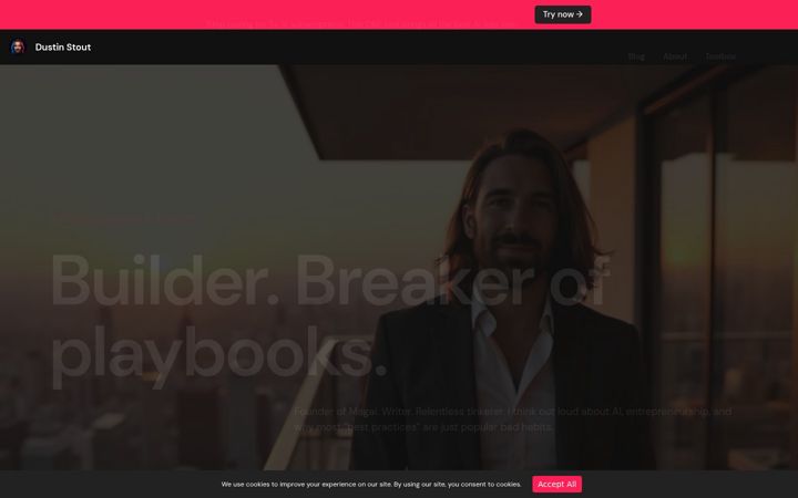 Screenshot of dustinstout.com