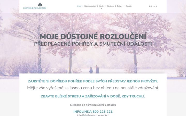 Snímek obrazovky dustojnerozlouceni.cz
