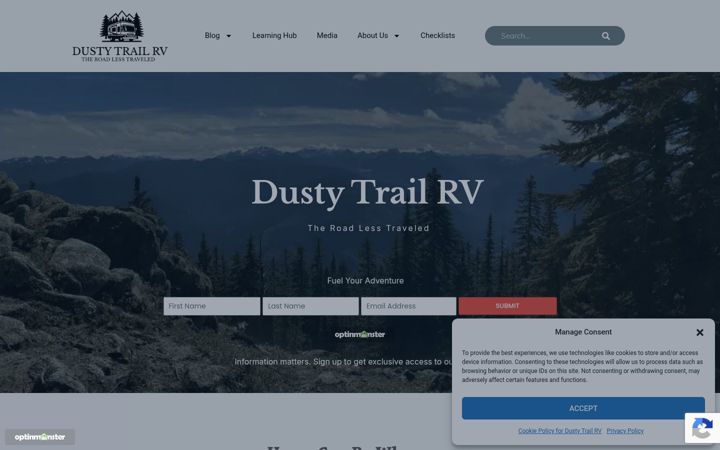 Screenshot of dustytrailrv.com