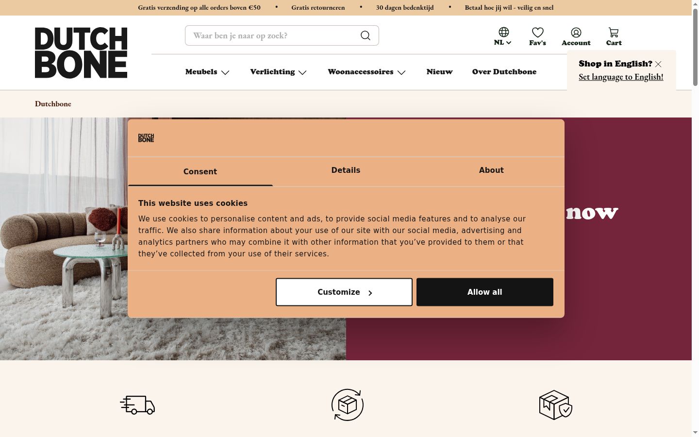 Capture d'écran de la bannière de consentement affichée avant toute interaction