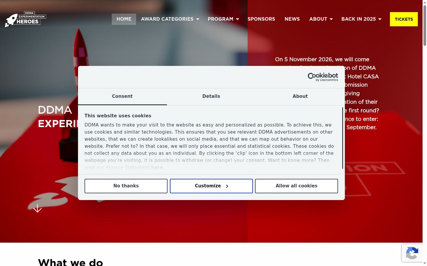 Screenshot tal-banner tal-kunsens muri qabel kwalunkwe interazzjoni