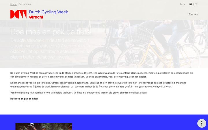 Screenshot di dutchcyclingweek.nl
