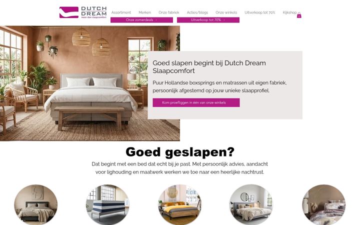 Screenshot di dutchdreamslapen.nl