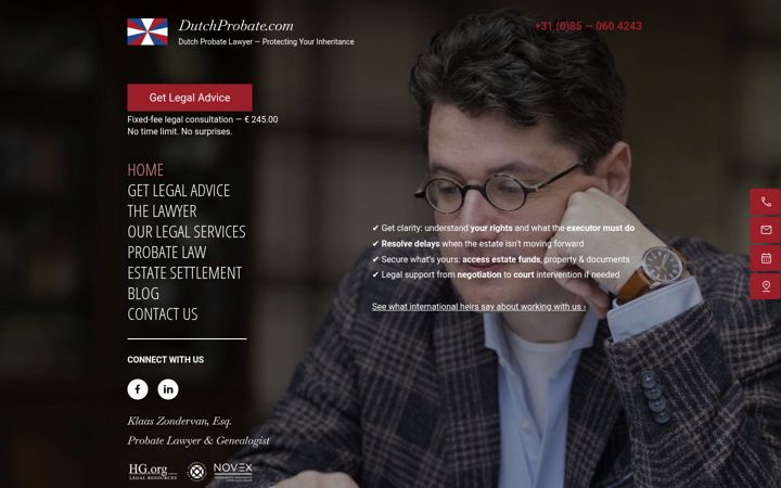Screenshot of dutchprobate.com