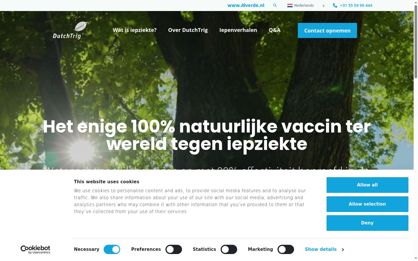 Screenshot del banner di consenso mostrato prima di qualsiasi interazione