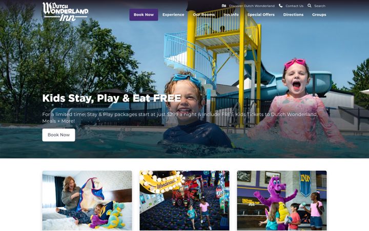 Screenshot of dutchwonderlandinn.com
