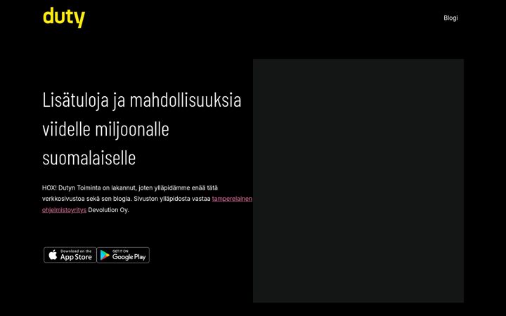 Screenshot di dutyapp.fi