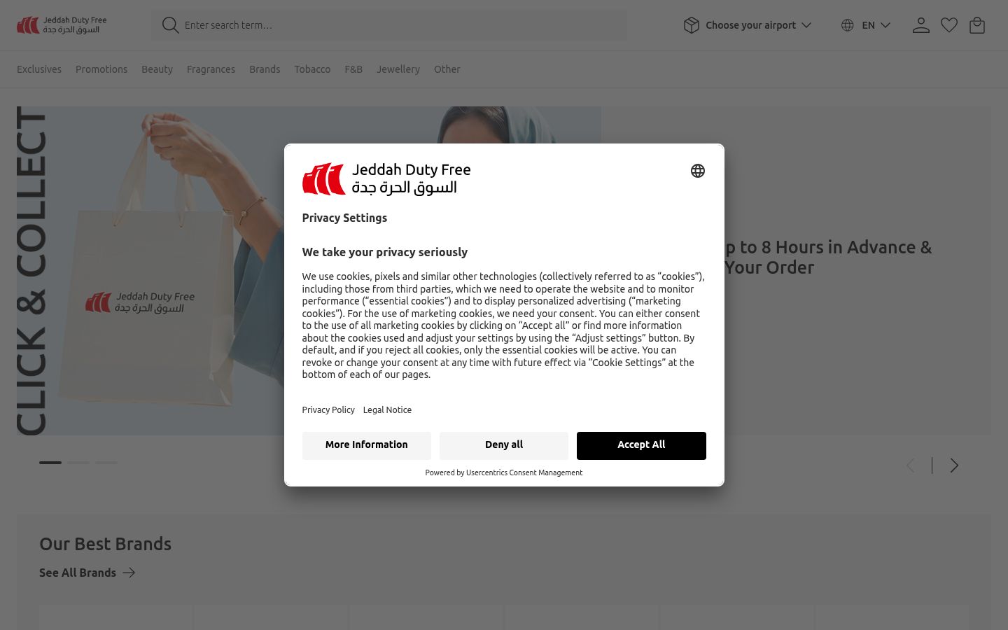 Screenshot of the consent banner shown before any interaction