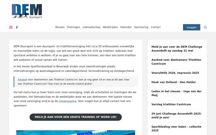Screenshot di duursportdem.nl