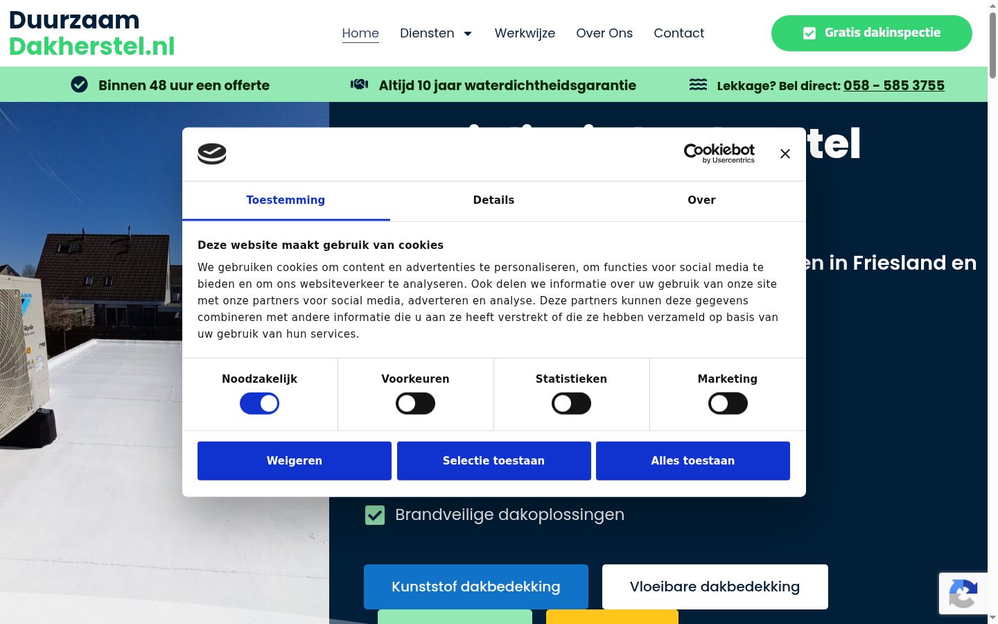 Screenshot del banner di consenso mostrato prima di qualsiasi interazione