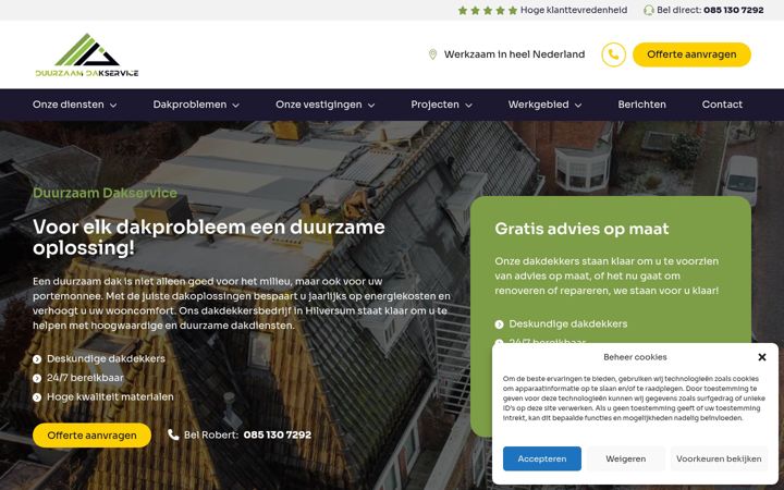 Screenshot di duurzaamdakservice.nl