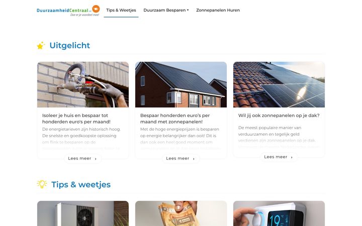 Screenshot di duurzaamheid-centraal.nl