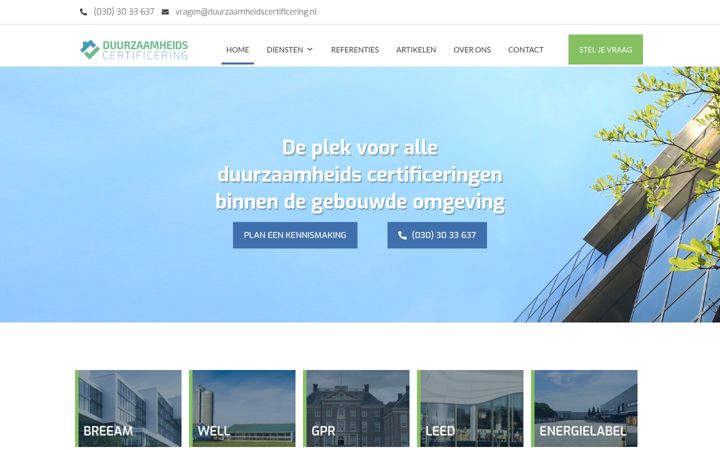 Screenshot di duurzaamheidscertificering.nl