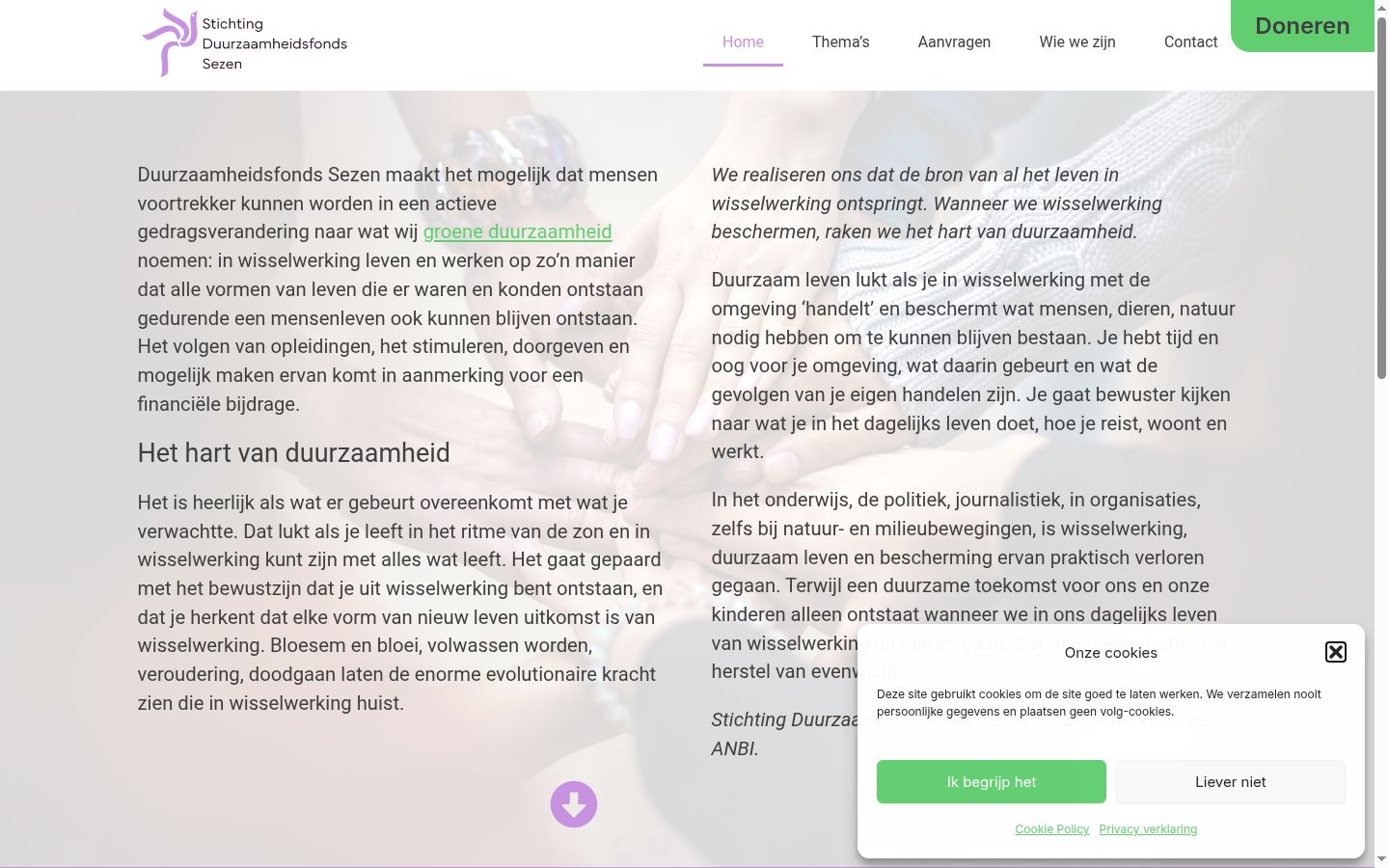 Screenshot del banner di consenso mostrato prima di qualsiasi interazione