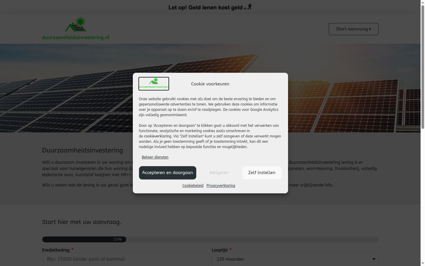 Screenshot del banner di consenso mostrato prima di qualsiasi interazione