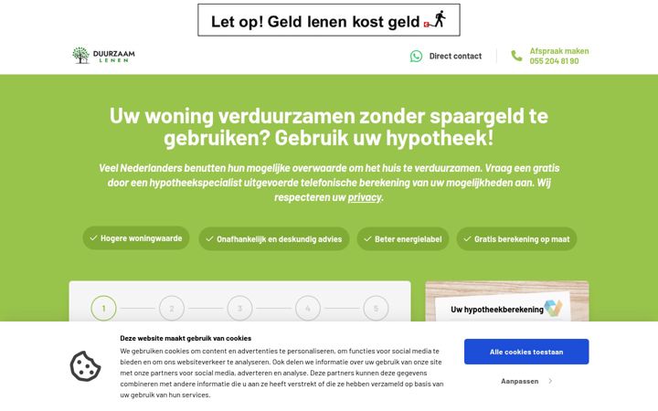 Screenshot di duurzaamlenen.nl