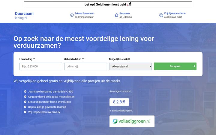 Screenshot di duurzaamlening.nl