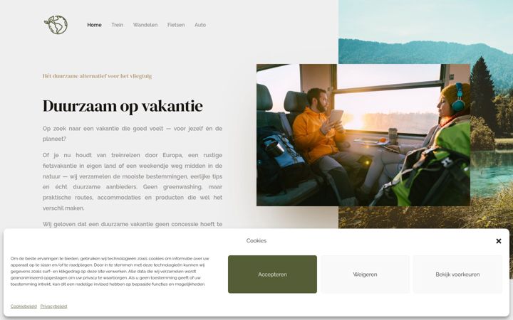 Captura de pantalla de duurzaamopvakantie.info