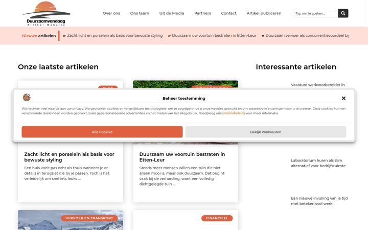 Screenshot di duurzaamvandaag.nl