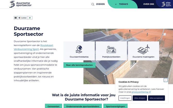 Screenshot di duurzamesportsector.nl