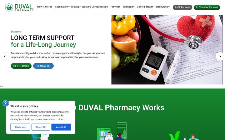 Screenshot of duvalpharmacy.com