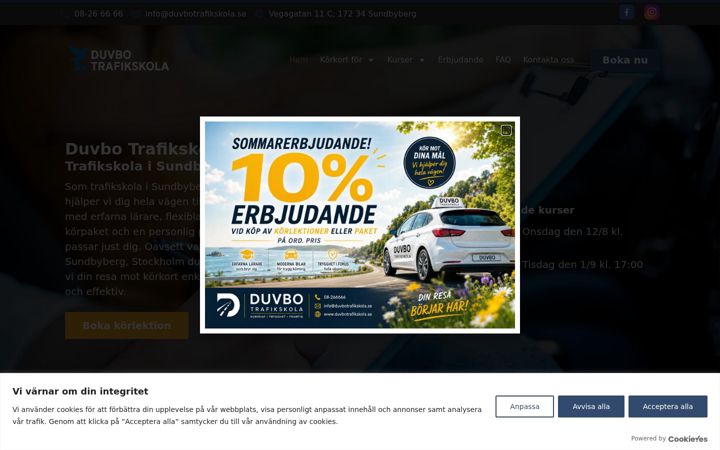 Screenshot von duvbotrafikskola.se