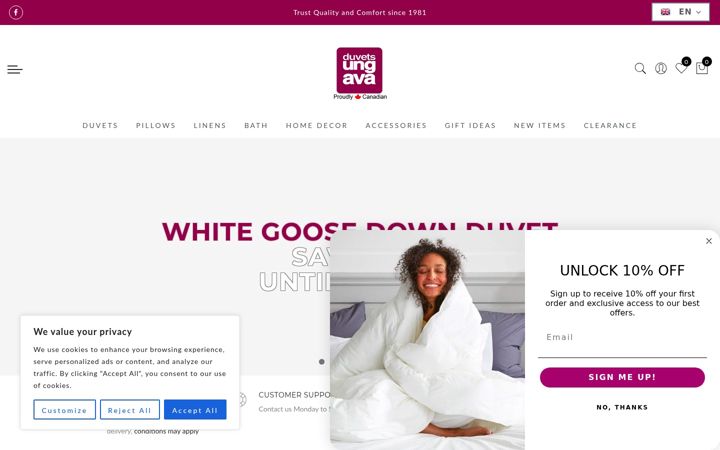 Screenshot of duvetsungava.com