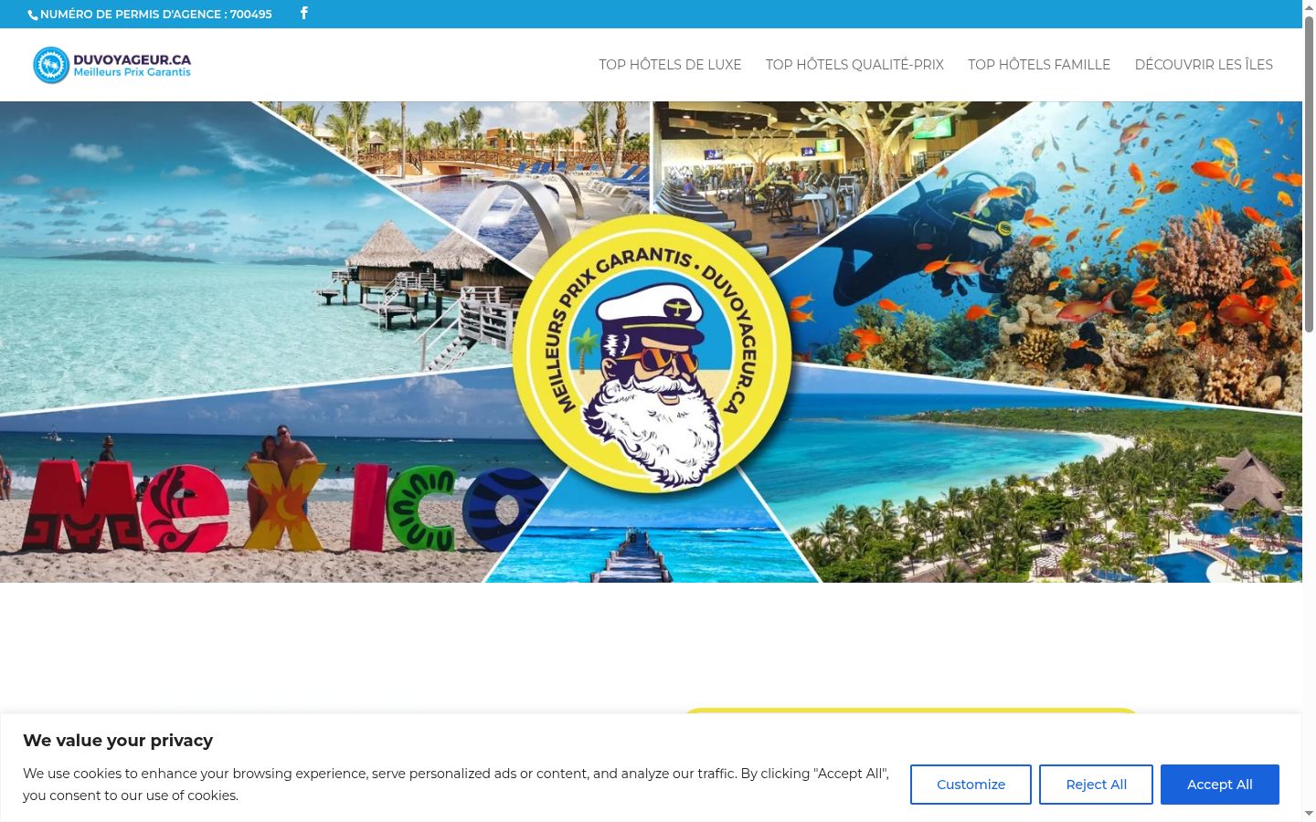 Captura de pantalla del banner de consentimiento mostrado antes de cualquier interacción