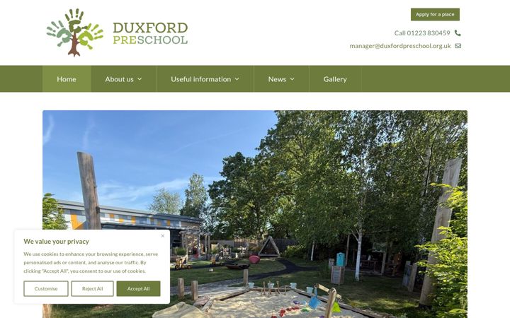 Capture d'écran de duxfordpreschool.org.uk
