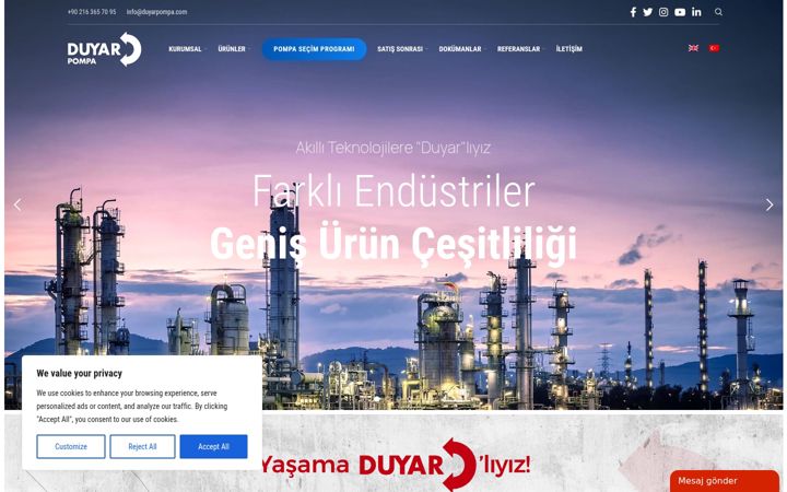 Screenshot of duyarpompa.com