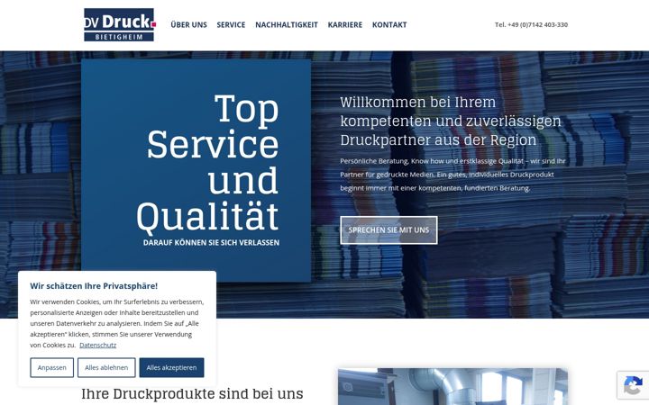 Screenshot of dv-druck-bietigheim.de