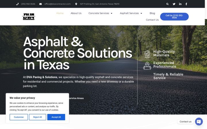 Screenshot of dvacontractor.com