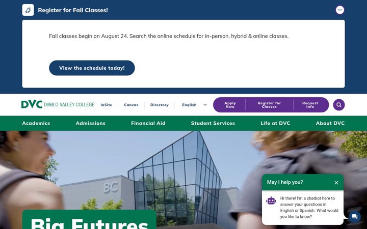 Screenshot of dvc.edu