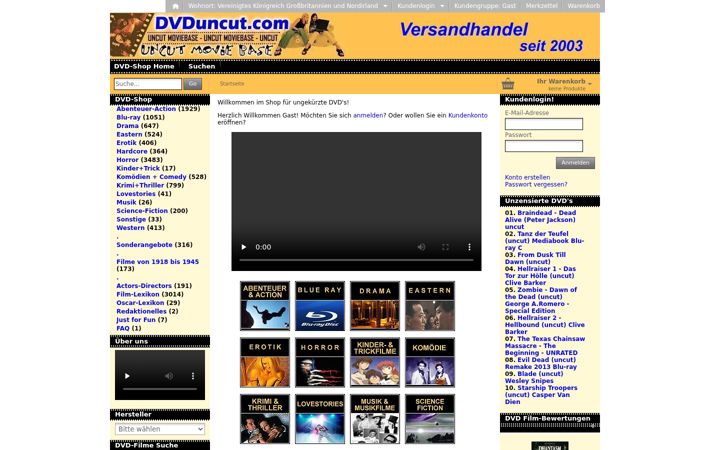 Screenshot of dvduncut.com