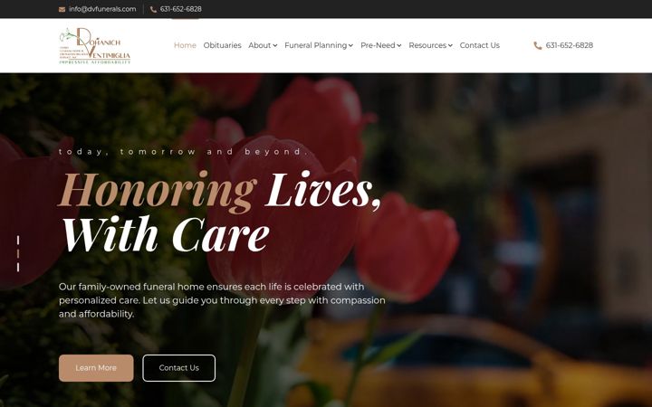 Screenshot of dvfunerals.com