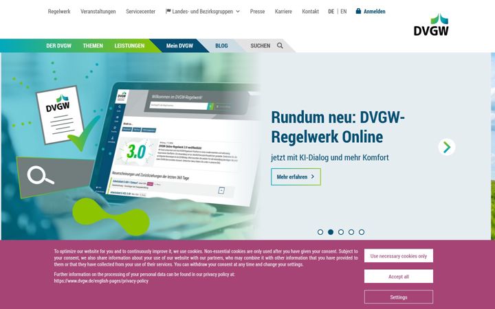 Screenshot of dvgw.de