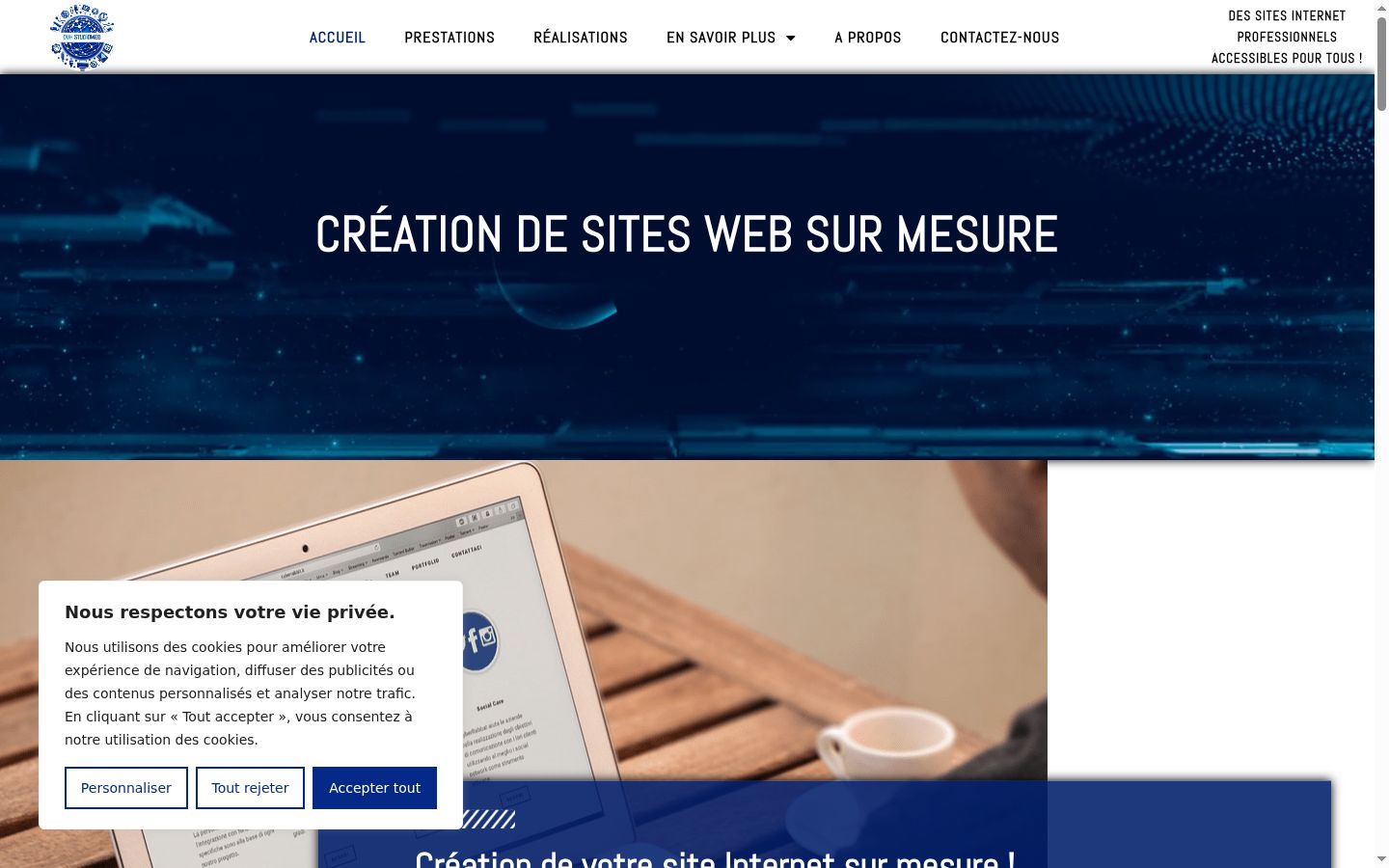 Capture d'écran de la bannière de consentement affichée avant toute interaction